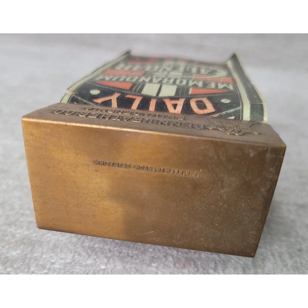 Antique 1922 Daily Desk Calendar Penn Leather Co Philadelphia Brass Stand RARE!!